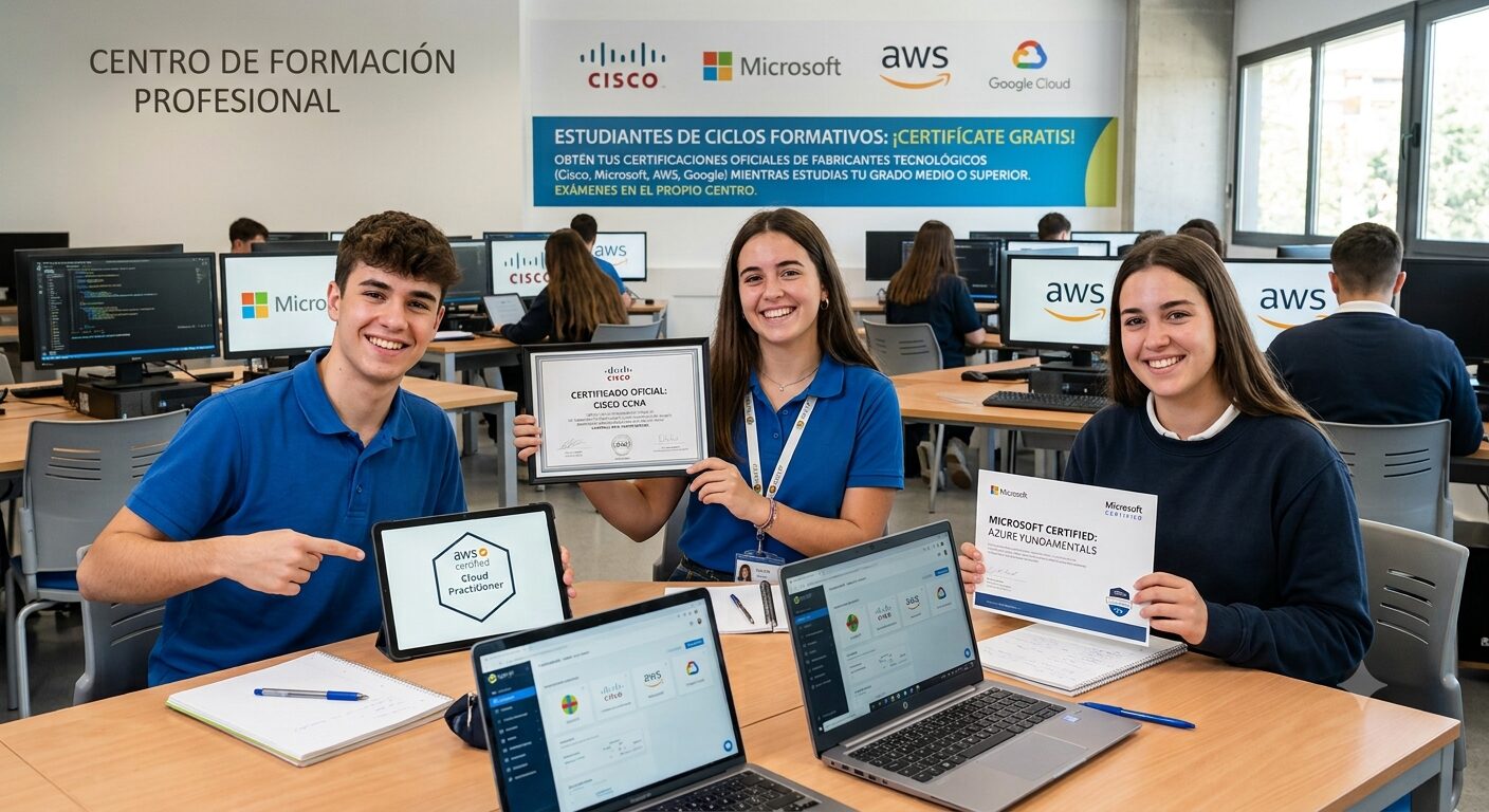 CEU FP Madrid impulsa la empleabilidad de sus alumnos con certificaciones oficiales de fabricante gratuitas gracias a PUE Academy